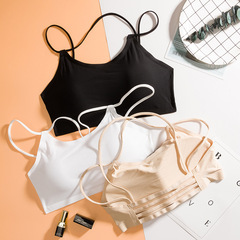 No wires, ice silk, beautiful back, seamless bottoming bra with breast pads, chest cross straps, short bra, girly style tube top