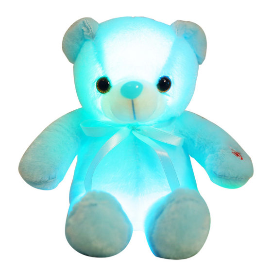 Bow tie teddy bear luminous bear doll plush toy built-in led colorful lights luminous function small