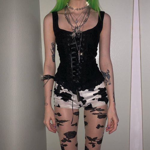 92006 Dark  new summer square neck strappy vest knitted lace fashion suspender slim top for women