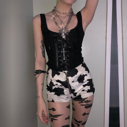 92006 Dark  new summer square neck strappy vest knitted lace fashion suspender slim top for women