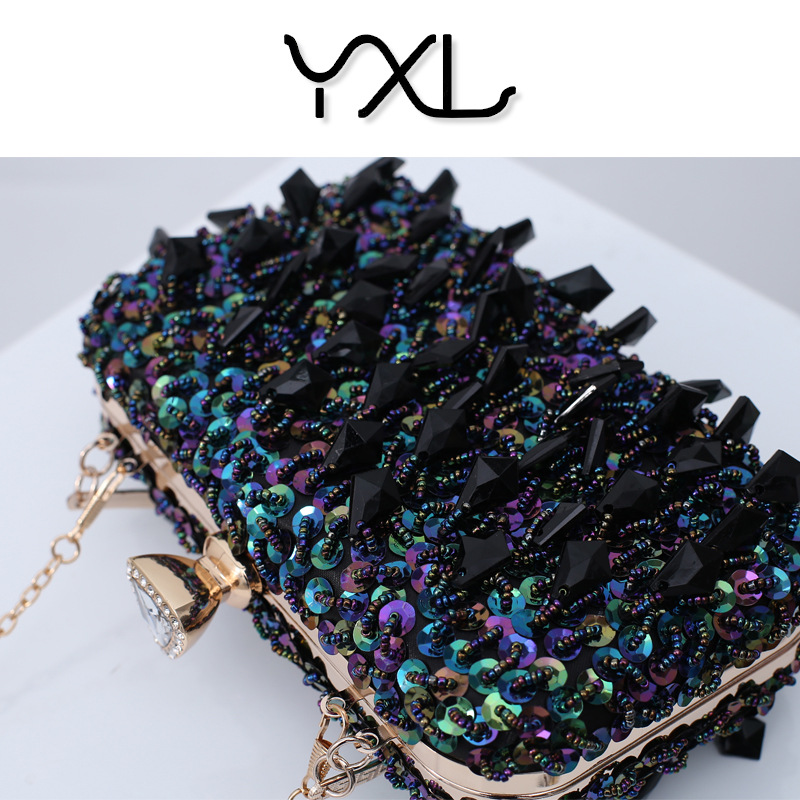 Nueva rebordeado bordado banquete bolsa señora embrague hecho a mano con cuentas bolso de noche borla bolsa de vestir al por mayor