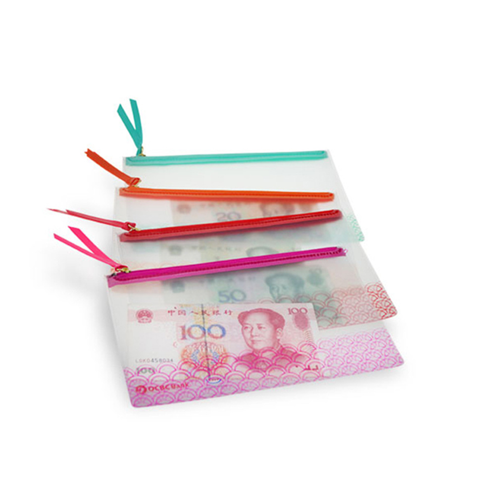 票据拉链PVC收纳袋大容量PVC学生笔袋磨砂拉链袋服装拉链袋子