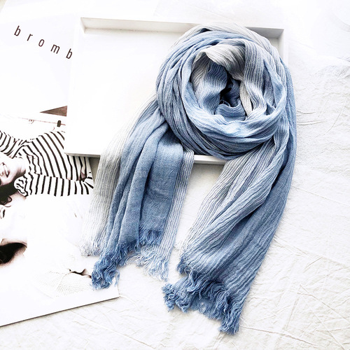 New Japanese and Korean literary style striped cotton and linen scarf, women's shawl, couple's foreign trade scarf, men's forest scarf, women's scarf