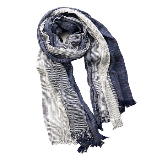 New Japanese and Korean literary style striped cotton and linen scarf, women's shawl, couple's foreign trade scarf, men's forest scarf, women's scarf