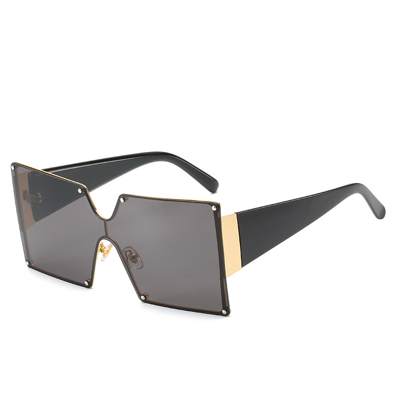 Large-frame One-piece Sunglasses, Fashionable European And American Style, Square Gradient Color, Versatile Street Style_voghion.com