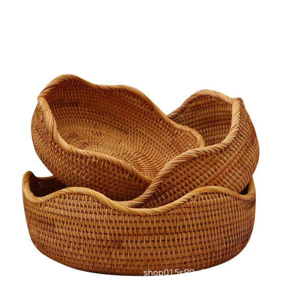 Vietnam Handmade Woven Basket Rattan Material Storage Basket Household Fruit Basket Bamboo Basket Steamed Buns Basket Needle and Thread Steamed Bread Basket