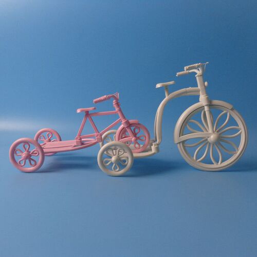 Tricycle flower basket stand, pink plastic frame, ornaments, wedding decoration flower basket, bicycle accessories wholesale
