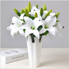 Cross-border hot-selling high-simulation lily bouquets, simulated lilies and fake flowers for home living room decoration and display bouquets