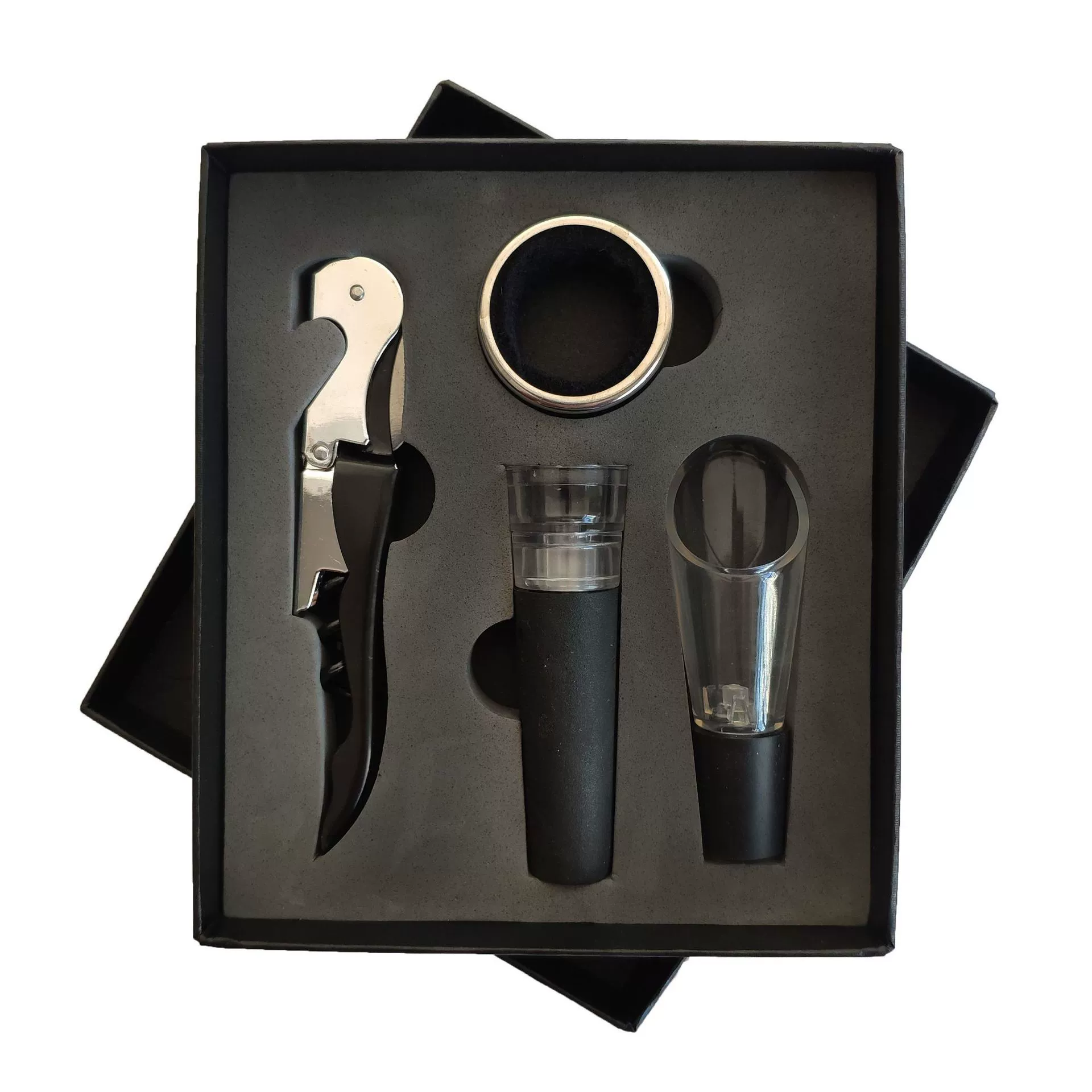 Bottle opener, set stainless steel, vacuum wine dispenser, gift box, Birthday gift, 4 piece set