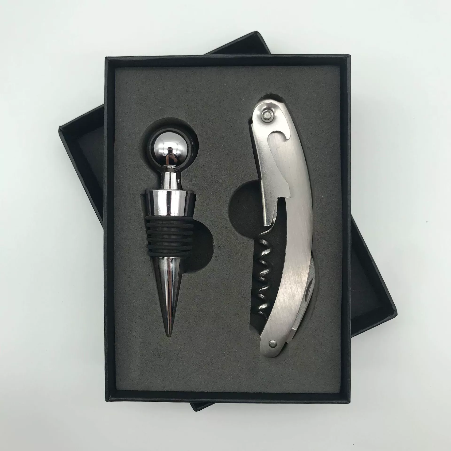 Bottle opener, set stainless steel, vacuum wine dispenser, gift box, Birthday gift, 4 piece set