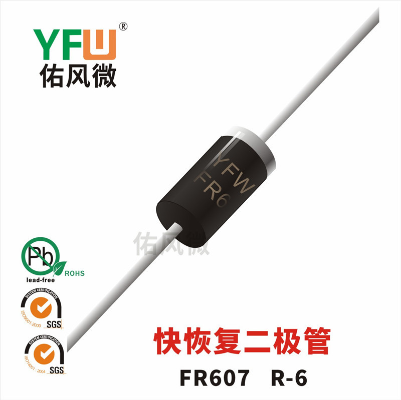 FR607 R-6插件快恢复二极管印字FR607 佑风微品牌