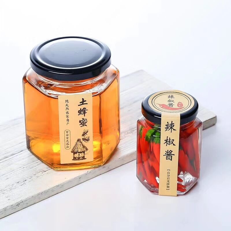 辣椒酱六棱玻璃瓶蜂蜜瓶酱菜瓶食品玻璃罐子麻辣酱玻璃瓶