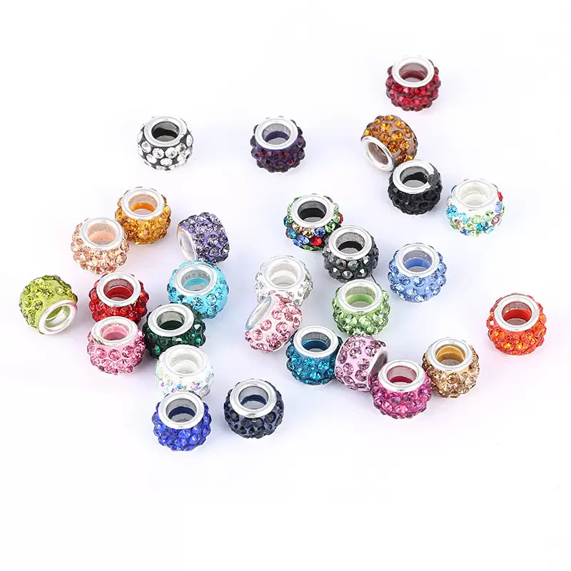 散珠鞋材气眼鸡眼七彩软陶泥水钻DIY香巴拉手链串珠配饰 隔珠扁珠