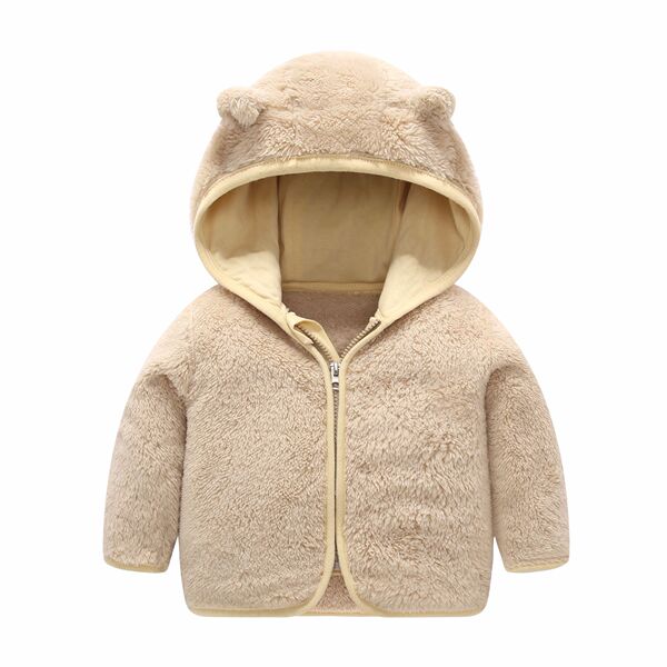 Autumn coral velvet demi-season jacket for early age