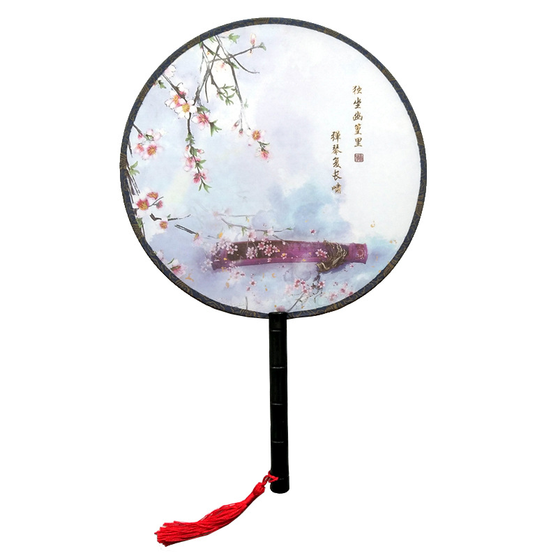 Hay en stock patrones opcionales transfronteriza ventilador de palacio de estilo chino clásico ventilador redondo estilo antiguo primavera