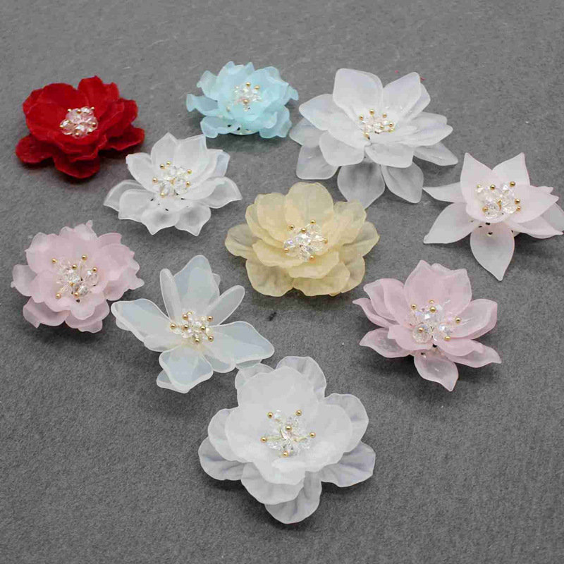 diy production ancient style hanfu headdress tassel big hair crown hair plug decorative acrylic flower material