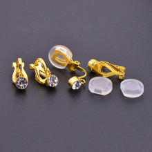 厂家供应带钻有吊三角夹 铜材质镀18k金银钢色三角耳夹diy耳饰品