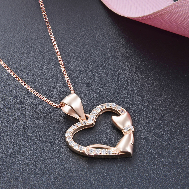 Amor gato s925 plata COLLAR COLGANTE simple todo-Partido dulce fresco oído joyería original al por mayor