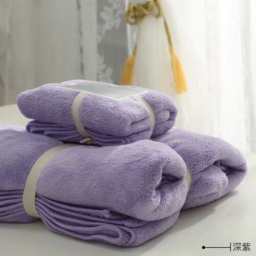 Adult super fiber absorbent and super soft lint-free bath towel and face towel set solid color bath travel set