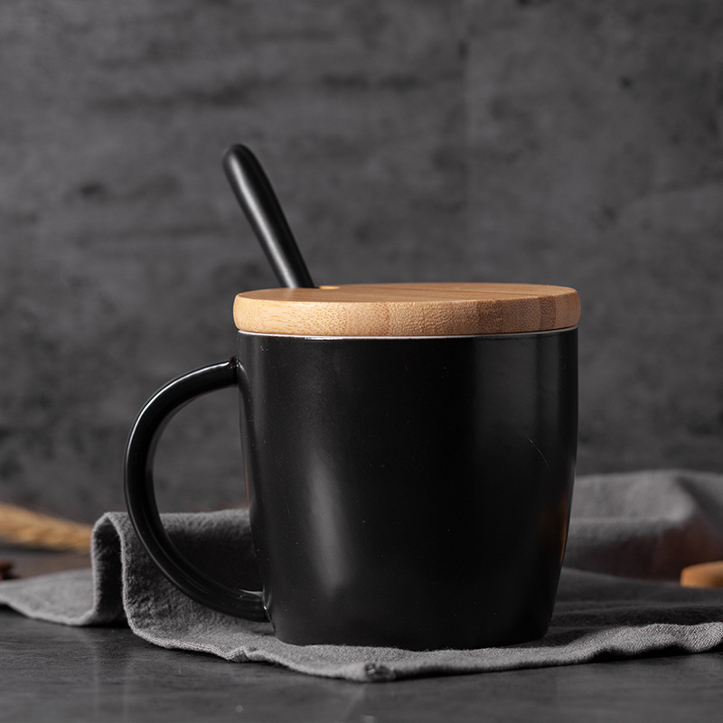 Taza de cerámica taza de café taza de agua taza de oficina taza de publicidad con cubierta cuchara impresión LOGO