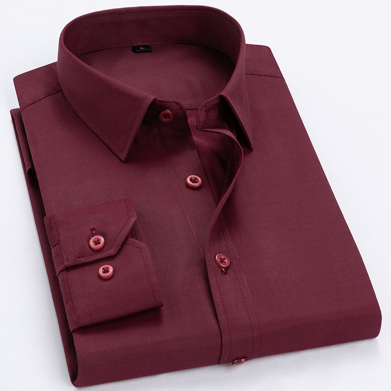 Wholesale Men's Shirt Autumn New 2025 Business Men's Long Sleeve Slim Lapel Large Size Men's White Shirt