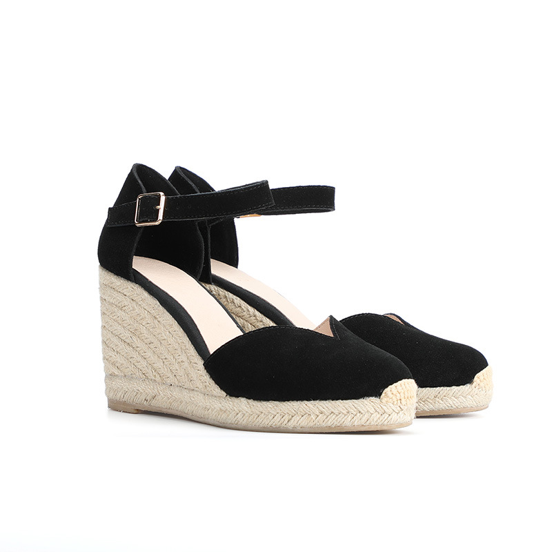 Solid color belt wedge heel