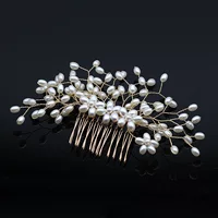 Woven copper sophisticated hair accessory for bride handmade from pearl, for bridesmaid