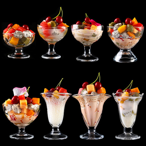 Lead-free transparent dessert juice salad glass milk tea smoothie drink cup creative household bowl ice cream cup water cup