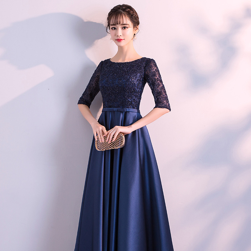Estilo longo azul marinho / XS