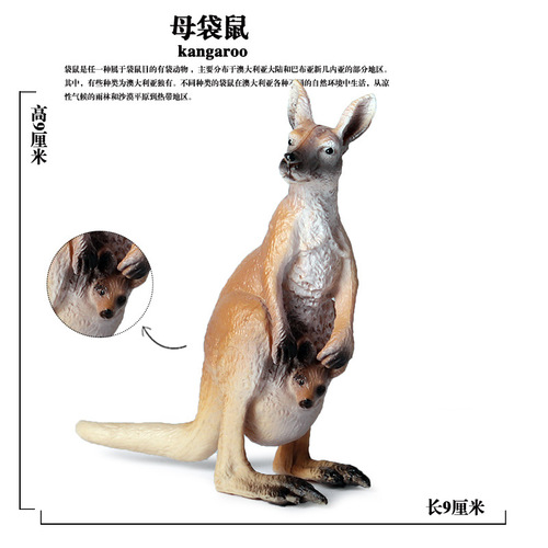 Cross-border children's solid wild simulation animal model male kangaroo and wallaby toy model ornaments hand-made set