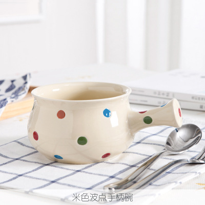 Hogar plato de cerámica plato vajilla lunares plato coreano lindo postre ensalada tazón de arroz tazón de fideos tazón de sopa traje de tazón