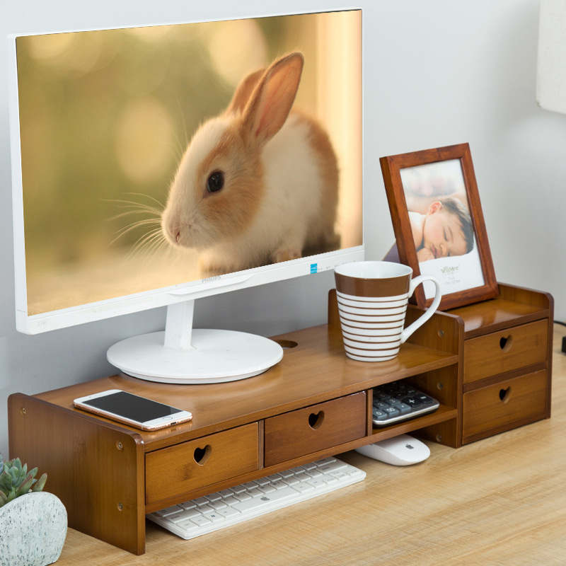 Pantalla de visualización de rack de almacenamiento de escritorio rack de aumento de altura de la computadora de Bambú