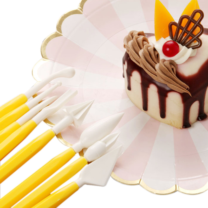 Fondant talla conjunto de herramientas de juego de 8 piezas conjunto de color al azar para hornear DIY arcilla que forma la Herramienta 8-head pen Set