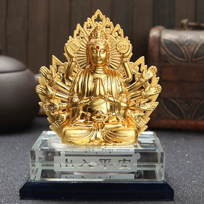 White Crystal bottom alloy Thousand-Hand Guanyin Buddha statue car perfume seat wholesale factory direct wholesale Taobao delivery (Perfplant seat) - thousand-hand-guanyin