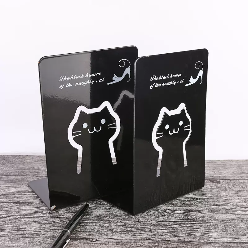 卡通桌面书立办公书立书靠学生创意可爱书立架猫咪金属书立