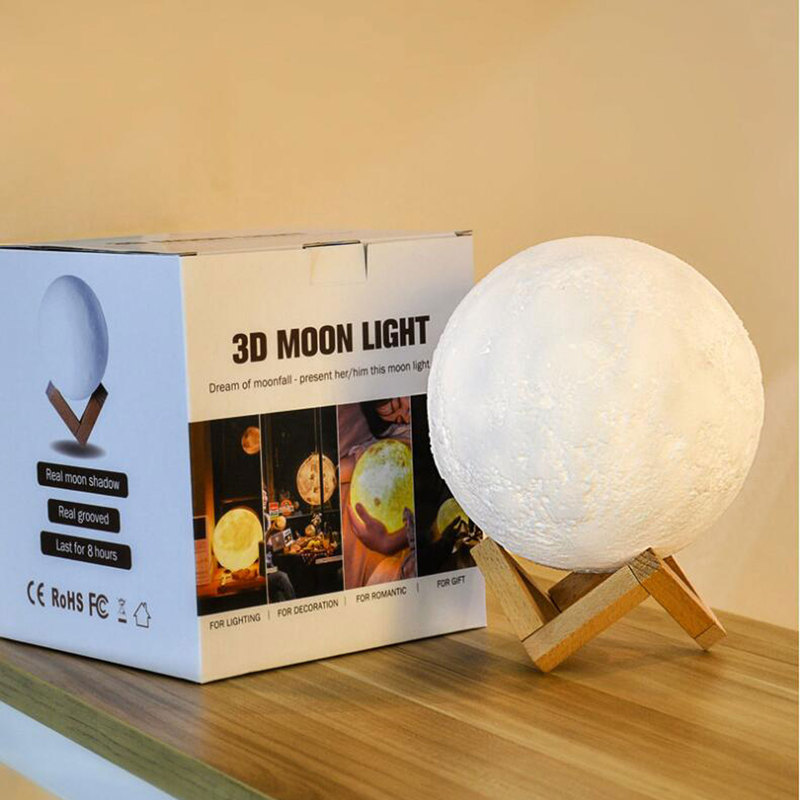 Home creative 3D moon light night light manufacturers bedroom bedside atmosphere light net red pat light cross-border in stock