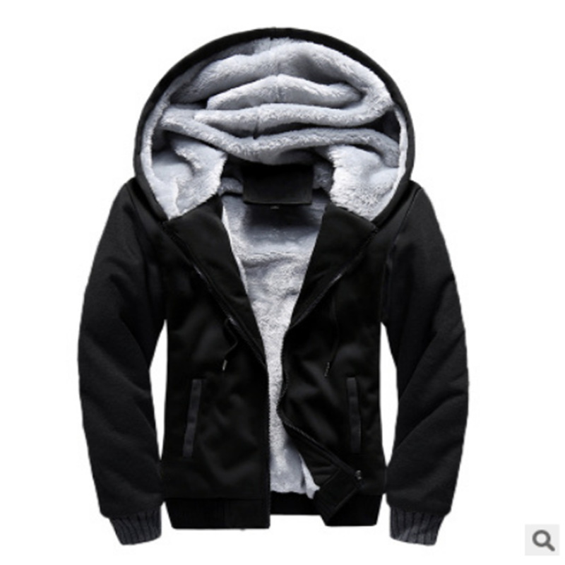 2018 Korean Style Sports Fleece-lined Thickened Men's Coat New Men's Sweater Hooded Autumn and Winter Men's Baseball Clothes