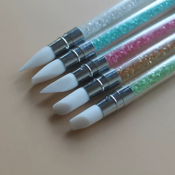 5 sets of nail tools nail art hollow carving embossed nail art silicone pen double-headed soft silicone pen with Diamond
