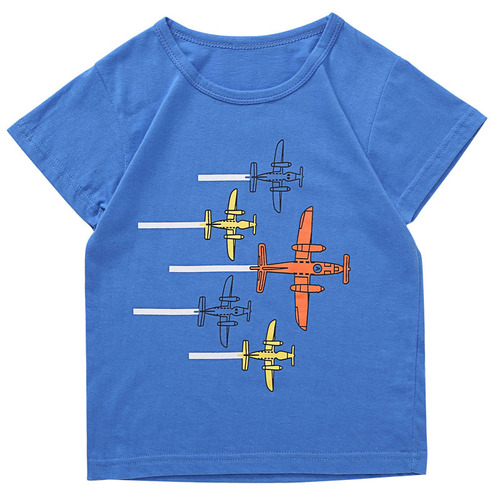 Summer Cartoon Children's Short Sleeve T-Shirt Boys Cotton Children's Clothing T-Shirt Girls Children's Crew Neck Medium and Large Children's All-Cotton Top