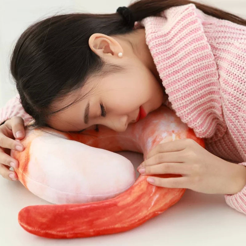시뮬레이션 새우 목 베개 봉제 장난감 베개 만화 U 자형 베개 잠자는 빵 야채 점심 베개 미식가 선물