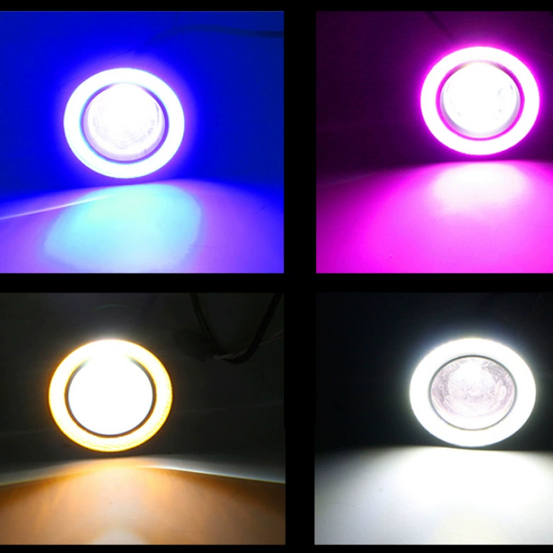 Manufacturer car LED lens 30W fog light with cob angel eyes cow eyes modified fish eye day running light colorful night vision