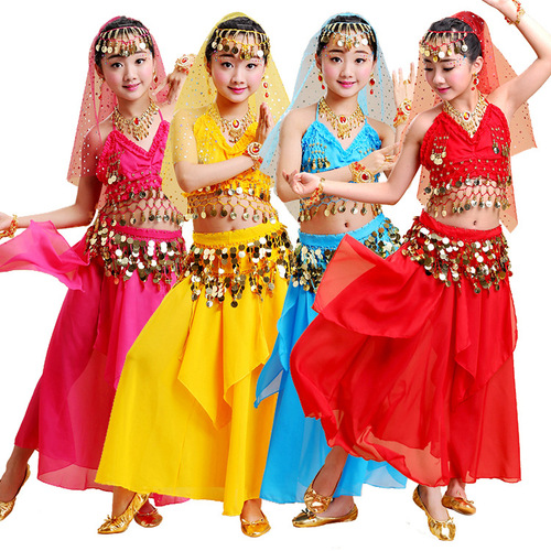 Girls belly dance set, dance costume, children's Indian dance costume, skirt, children's folk dance performance