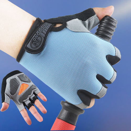Cycling half-finger gloves outdoor sports sun protection anti-slip men's women's fitness mesh fabric design summer bike pads