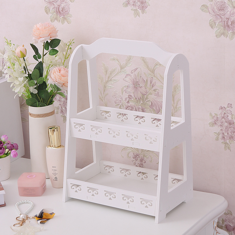 Estante de almacenamiento de escritorio de doble capa de estilo europeo baño cosméticos artículos diversos rack de almacenamiento escritorio estante de La Flor estante de almacenamiento simple