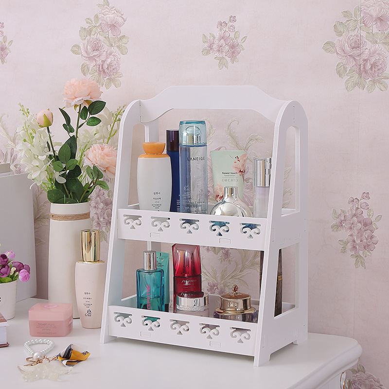 Estante de almacenamiento de escritorio de doble capa de estilo europeo baño cosméticos artículos diversos rack de almacenamiento escritorio estante de La Flor estante de almacenamiento simple