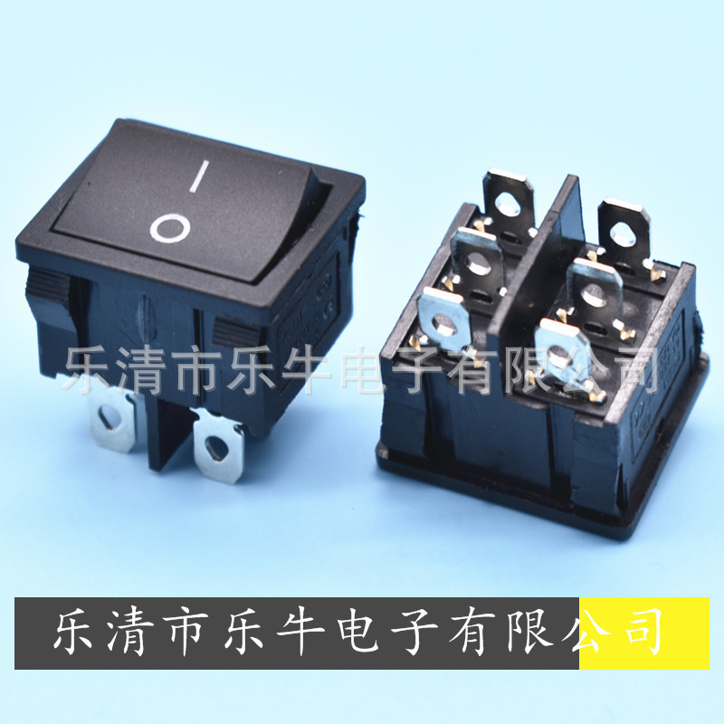 黑色6脚翘板开关KCD5 方形6脚船型开关 21*24mm 6脚2档小方形开关