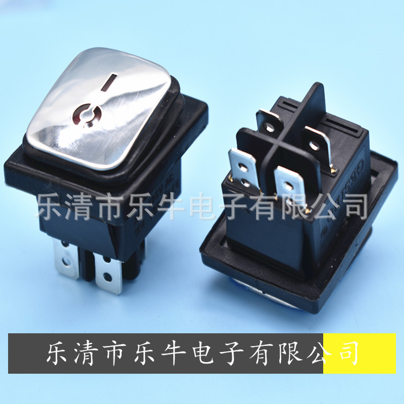 防水带灯翘板开关KCD4 不锈钢面带灯防水翘板开关4脚防水电源开关