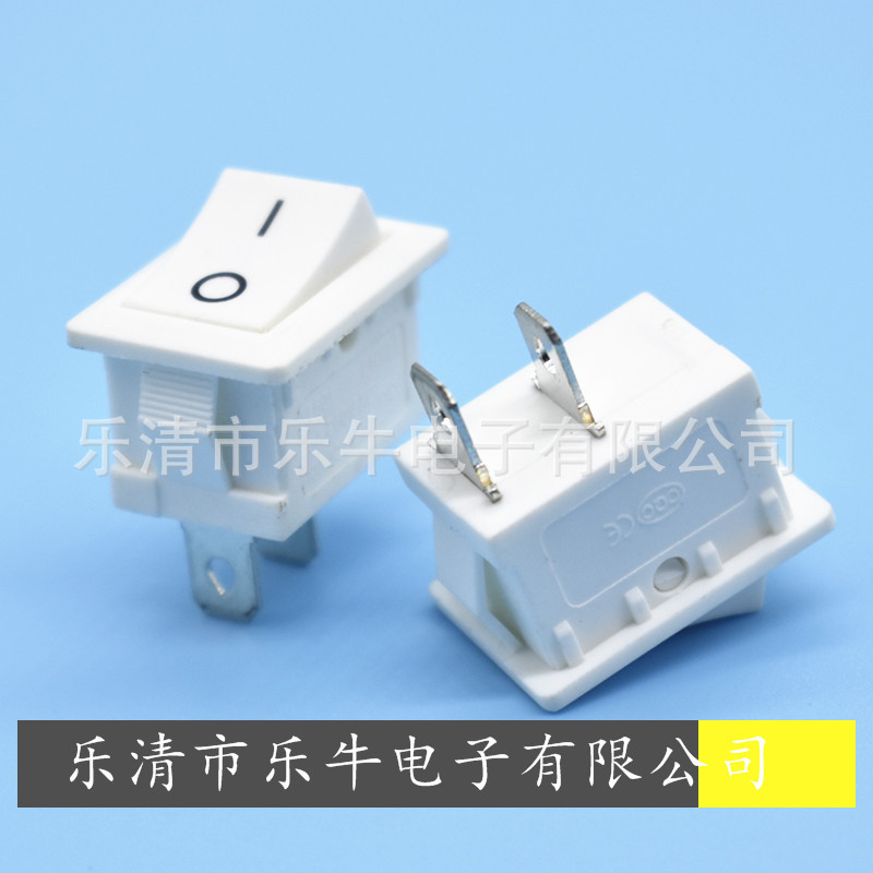白色船型开关 KCD1 15*21MM 2脚2档白色翘板开关 白色电源开关