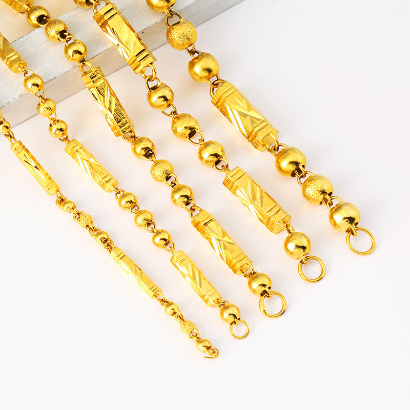 Venta al por mayor de Europa y América perlas hexagonales Collar chapado en oro de los hombres hexagonal sólido Vietnam jefe de oro cadena de los hombres collar de Bambú