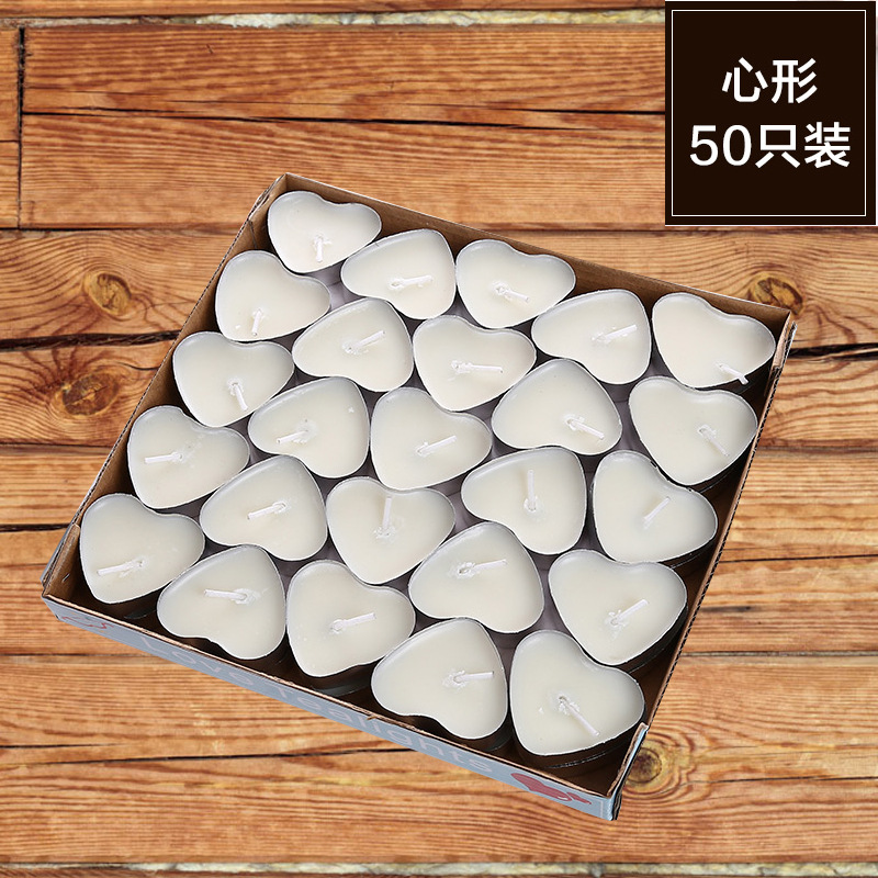 Velas de té con forma de corazón de melocotón blanco (caja/50 unidades)